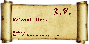 Kolozsi Ulrik névjegykártya